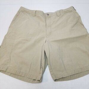 Columbia Men's Regular Chino Shorts Flat Front Slash Pockets Solid Tan Size 38W